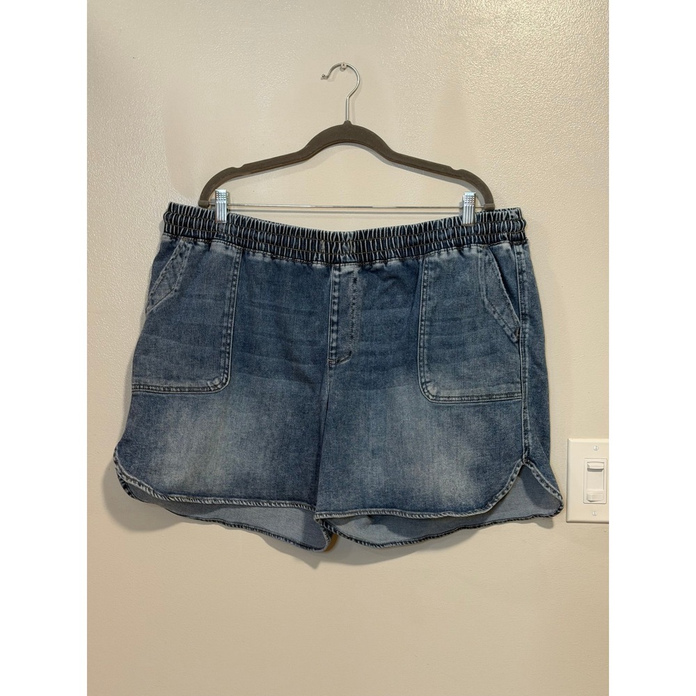 Maurices Womens Plus 20W Denim Shorts Elastic Waist Pull On Medium Wash 734333